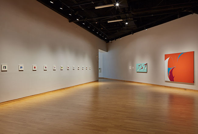 Installation view of THE LYRICAL MOMENT: Modern Contemporary Abstraction by Helen Frankenthaler and Heather Gwen Martin exhibition at USF Contemporary Art Museum. Photo: Will Lytch.