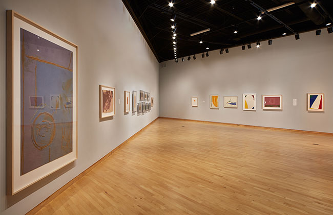 Installation view of THE LYRICAL MOMENT: Modern Contemporary Abstraction by Helen Frankenthaler and Heather Gwen Martin exhibition at USF Contemporary Art Museum. Photo: Will Lytch.