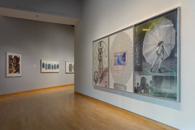 Installation view of OFFSET: Robert Rauschenberg at USF Graphicstudio at USF Contemporary Art Museum. Photo: Andres Ramirez.